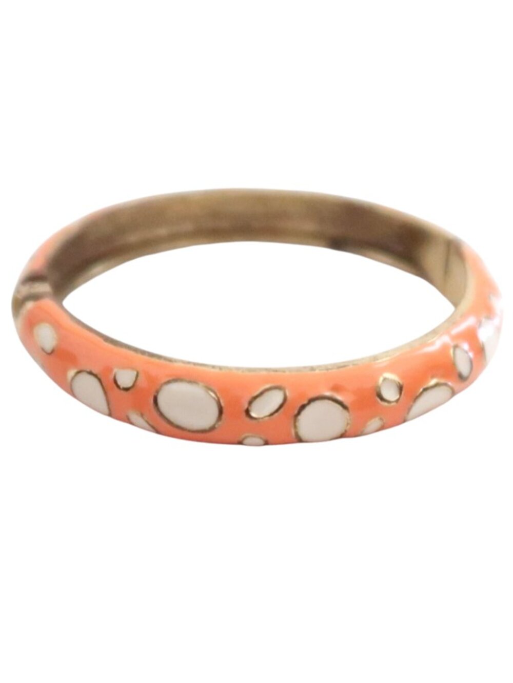 JIU LONG XING Enamel hinge bracelet orange white dots